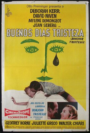 a movie poster with a crying face and a man kissing a woman