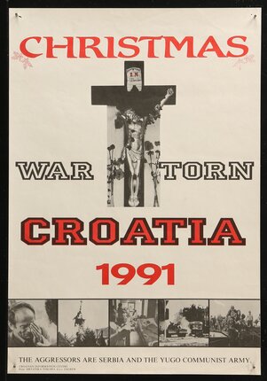 a poster with a cross and a crucifix