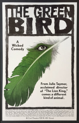 a poster with a bird feather