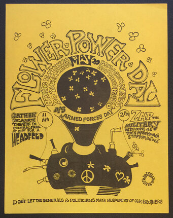 a poster with a yellow background