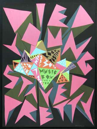 a colorful art piece on a black background