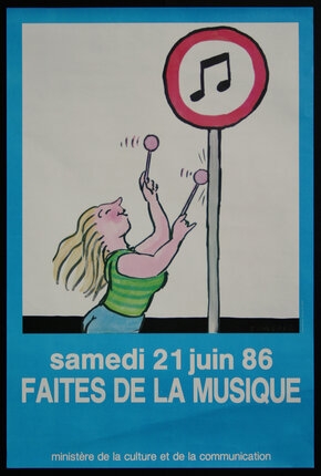 a poster of a woman playing music