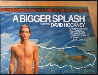 a poster of a man in a swimming pool