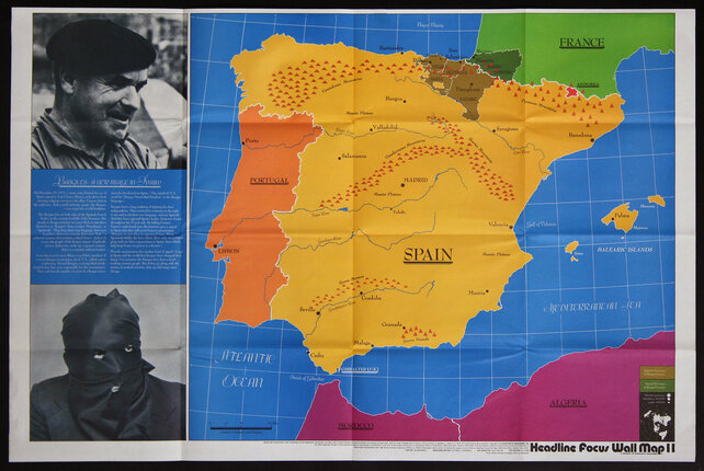 a map of spain with a man and a map of spain