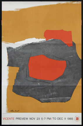 a poster with a red and grey piece of paper