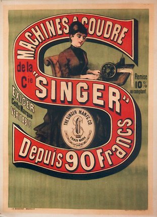 a poster of a woman sewing