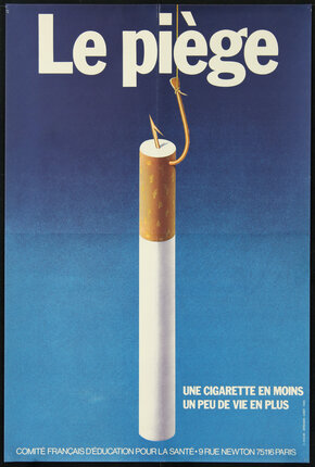 a poster of a cigarette with a hook