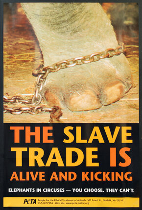 a poster with a foot and chain