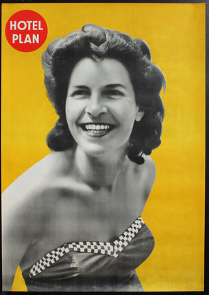 a woman smiling against a yellow background