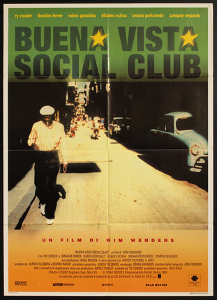 a poster of a man running on a street