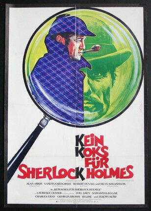 a movie poster of a man and a magnifying glass