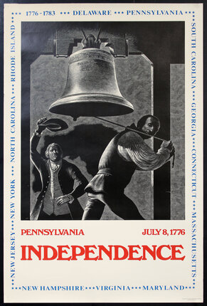 a poster of a man holding a bell