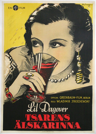 a poster of a woman drinking a glass of wine