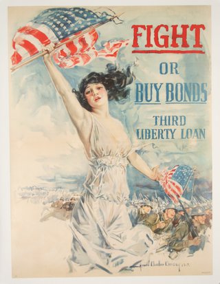 a poster of a woman holding a flag