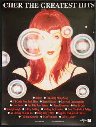 a woman with red hair and a black background with bubbles