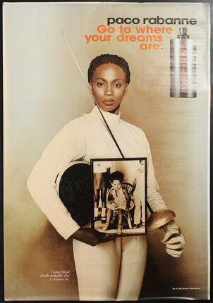 a woman holding a sword and a picture