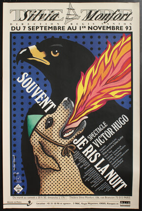 a poster of a dog and a bird