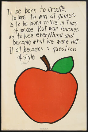 a poster with a drawing of an apple