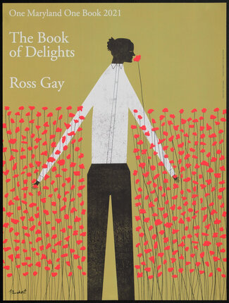 a man in a white shirt and black pants holding a red flower