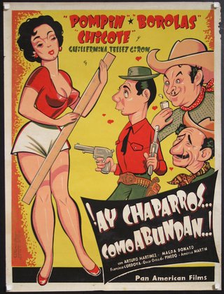 a poster of a woman holding a stick and a man holding guns