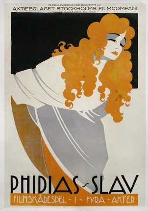 a poster of a woman with long red hair