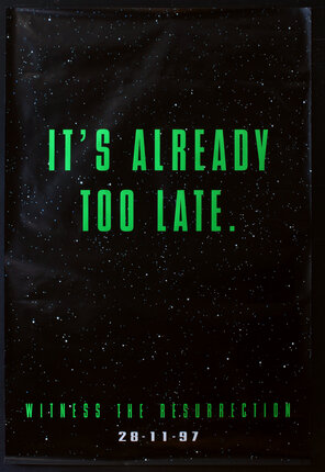 a black poster with green text