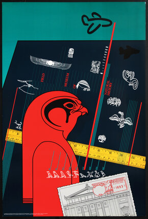 a poster with a bird and a ruler