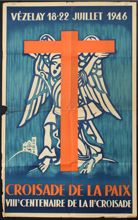 a poster with an orange cross