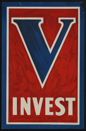 a red and blue sign with a blue v