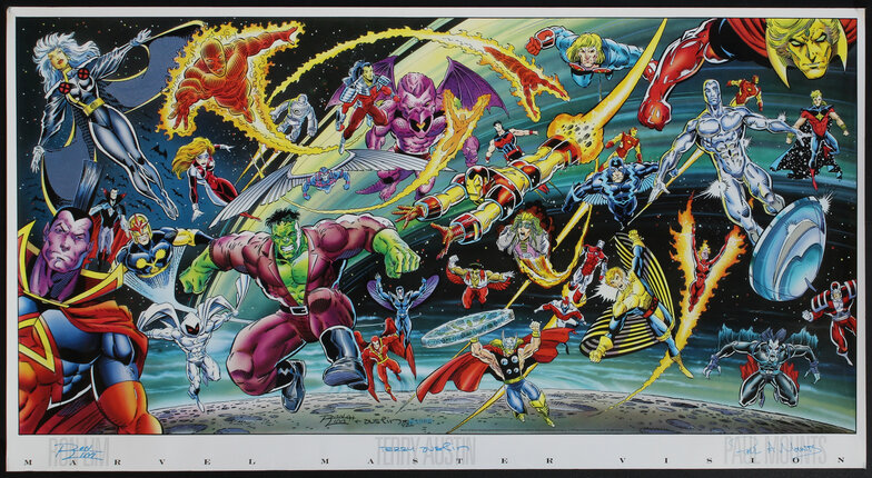 a poster of a comic book character