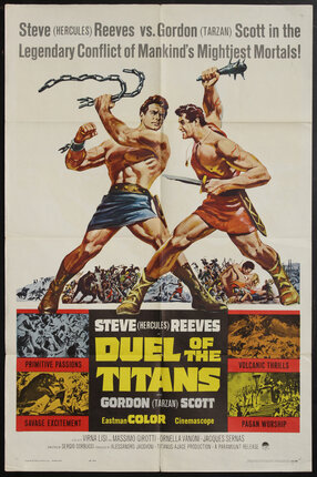 a movie poster of two men fighting with swords