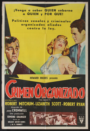 illustrated movie poster with two men and a woman. one of the men is restraining the woman.