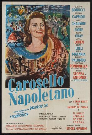 a movie poster with an illustration of a smiling woman's head surrounded by dance scenes from the film