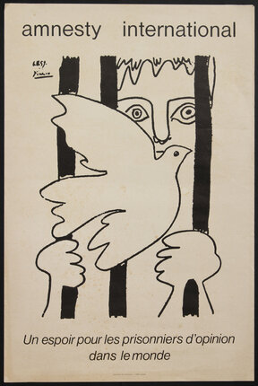 a poster with a bird in the jail