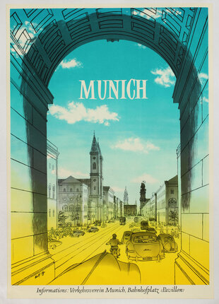 a poster of a city with cars and buildings