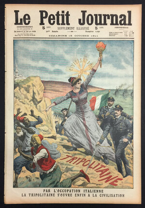 a newspaper cover with a woman holding a torch
