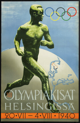 a poster of a man running