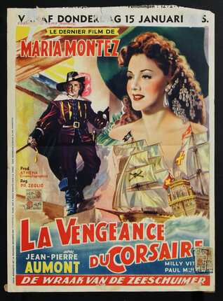 a movie poster with a woman and a man on a ship