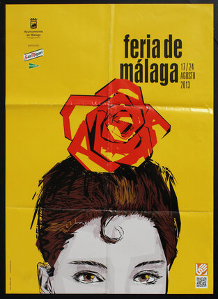 a poster of a man with a flower on his head
