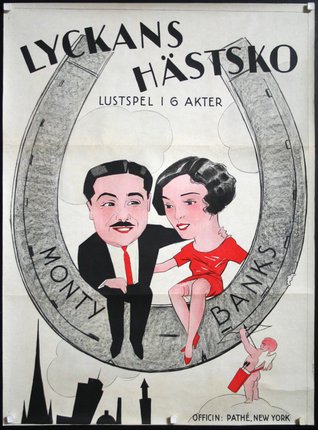 a poster of a man and a woman in a horseshoe
