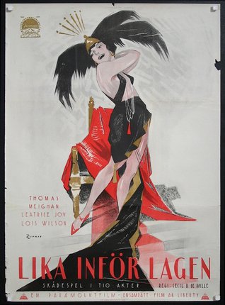 a poster of a woman with a black feathered headdress