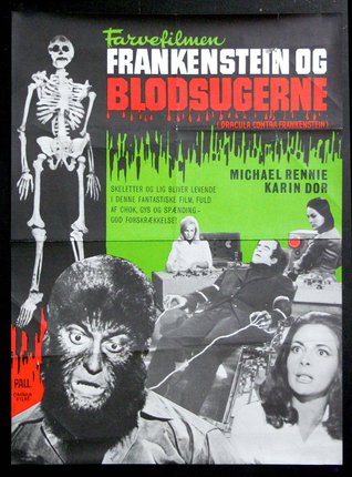 a movie poster with a skeleton and people