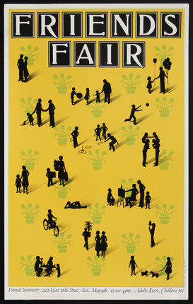 a poster with many silhouettes of people