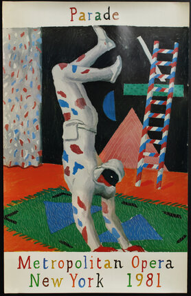 a painting of a person doing a handstand