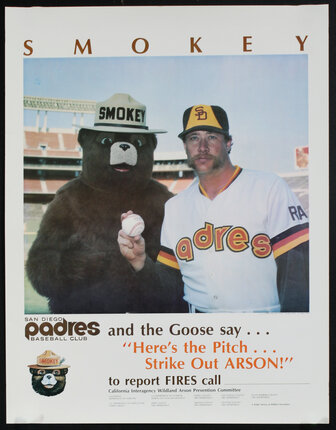 a poster of a baseball player and a bear