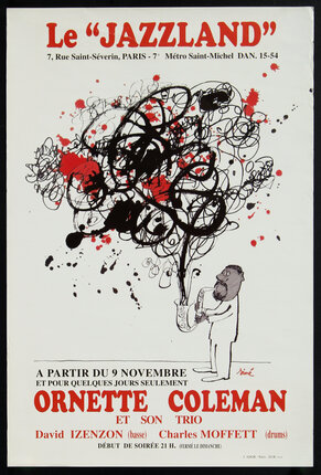 a poster of a man holding a trumpet