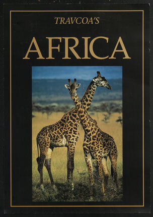 a book cover with two giraffes
