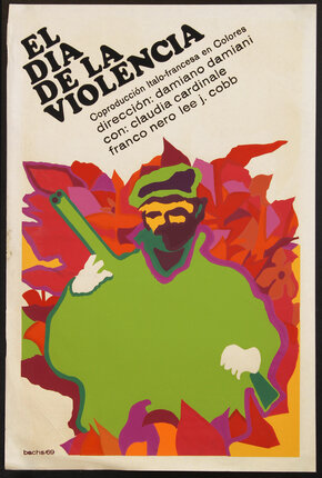 a poster of a man holding a gun