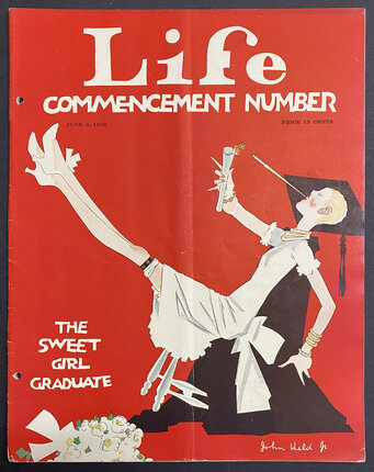 a magazine cover with a woman in a white dress