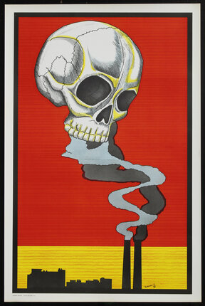 a poster of a skull smoking